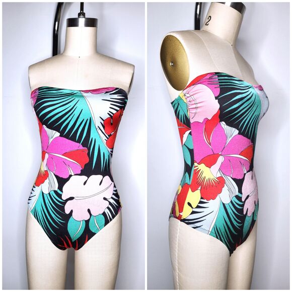 Vintage One Piece Hawaiian Swimsuit Primizia Italy 60s Hawaiian Swimsuit XS - Picture 1 of 8